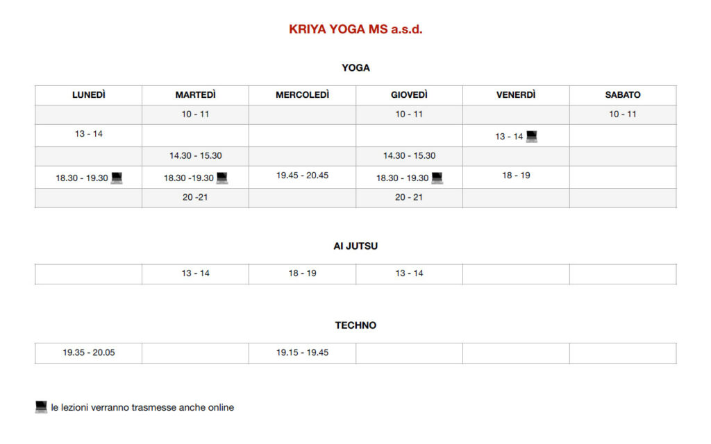 Corsi Kriya Yoga Piacenza orari